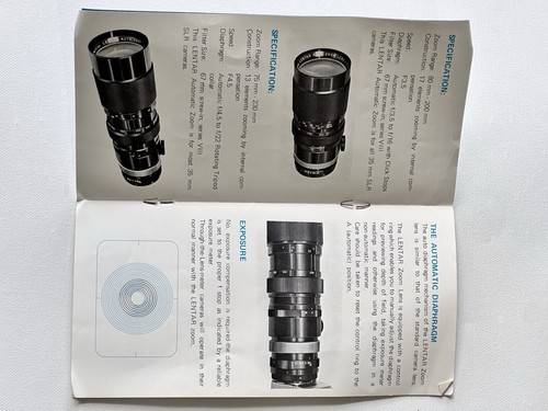 Vintage Lentar Auto Zoom Lens 45-135mm F3.5 80-200mm75-230 Instruction Manual - Picture 13 of 14