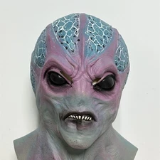 Realistic Alien Mask Latex Martian Halloween Cosplay Headgear Full Head Mask
