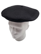 Vintage French Beret Hat Womens Adjustable 10 Inch Black 100 Wool