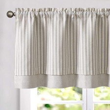 Linen Valance Curtain Striped Valance Windows 18 Inch Light Filtering Kitchen