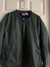 Rawlings Windbreaker Jacket Men's L Shirt Green V Neck Pullover Golf