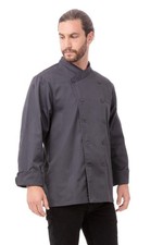 Chef Works Men's Anguilla Executive Chef Coat, Charcoal, Large