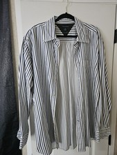 Tommy Hilfiger 80s 2 Ply Cotton Long Sleeve Button Up Shir Striped Men's XL
