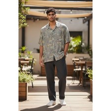 Tori Richard Hawaiian Shirt Mens L Geometric Print Short Sleeve Cotton Lawn USA