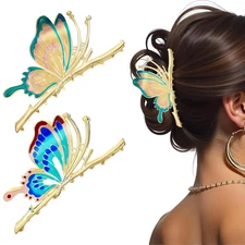 2 PACK Metal Hair Claw Clips for Women, Large Butterfly Hair Clip