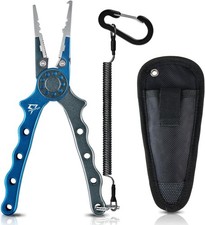 Piscifun Fishing Pliers, Saltwater Pliers with Split Ring, 7.1", Blue