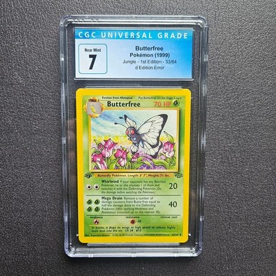 1st Edition Butterfree D Edition Error Non Holo Jungle 3364 Cgc 7 Ebay 