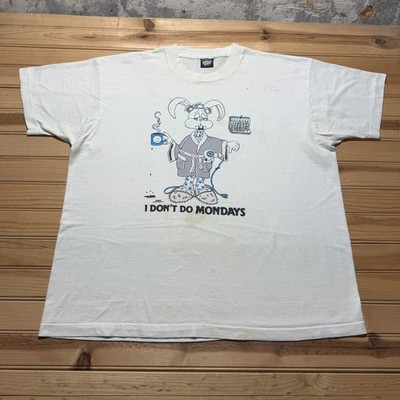 Vintage 1988 Bunny I Don t Do Mondays Work Cartoon Funny T-Shirt USA Made XXL