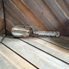 Vintage Crystal Glass Handle Silver Ice Scooper MCM Retro Bar Tool