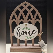 Elegant Gothic Cathedral Window "HOME" Decor Rustic Farmhouse Tabletop Wood Arch