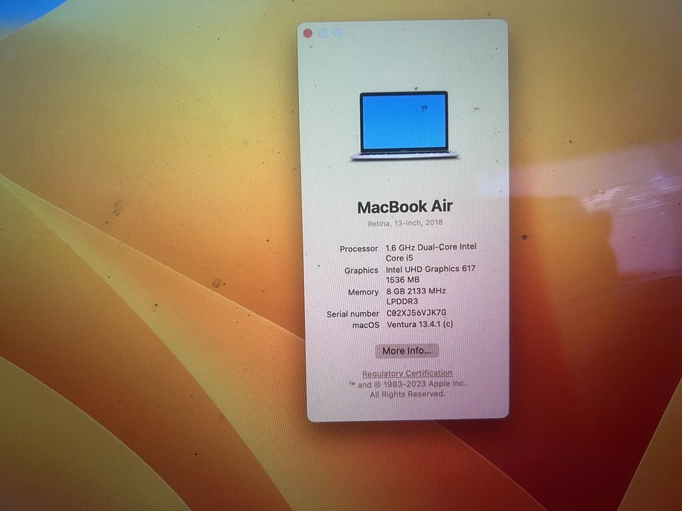 Apple MacBook Air 2018 8gb RAM 256 Gb - Image 3 of 4