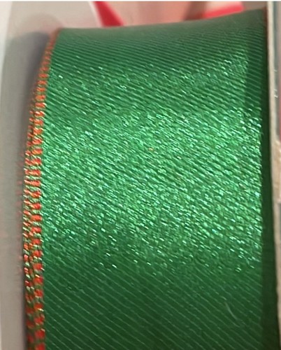 Christmas RIBBON REVERSIBLE WIRED EDGE Ribbon 5 Yards. Red & GREEN Ribbon 1.5” - Picture 2 of 3