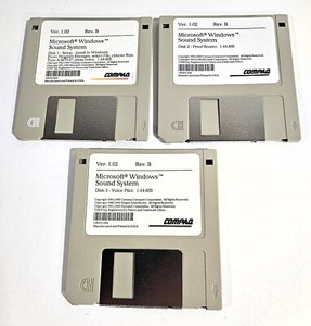 Lot of 3 Microsoft Windows Sound System 1.02 Rev B Floppy Disks Compaq Untested