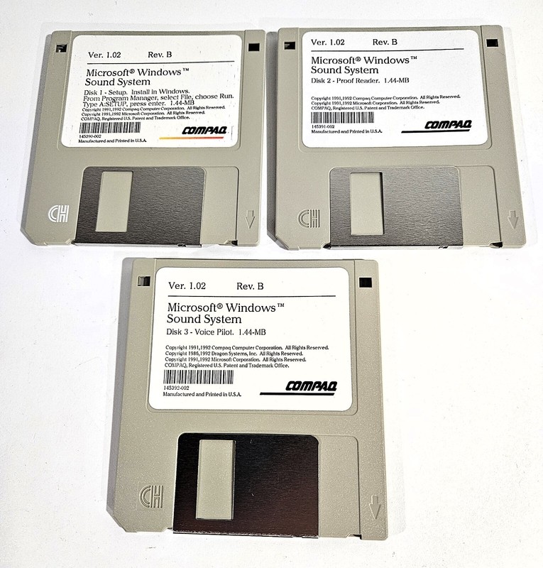Lot of 3 Microsoft Windows Sound System 1.02 Rev B Floppy Disks Compaq Untested