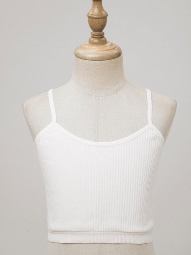 Girls Crop Top Kids Sleeveless Stretch Plain T-shirt Racer Back Sports Tank Vest - Picture 62 of 79
