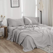BISELINA Linen Sheet French Flax Flat Sheet Only 55 Euro Linen 45 Cotton Ba...