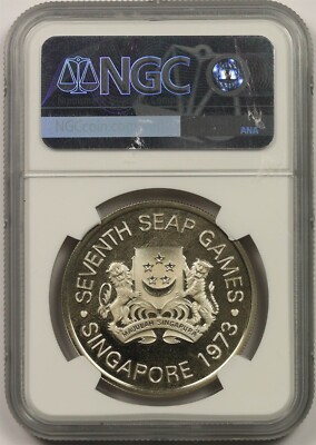 1973 Singapore Silver $5 NGC PF 66 Ultra Cameo 7th Seap Games | eBay