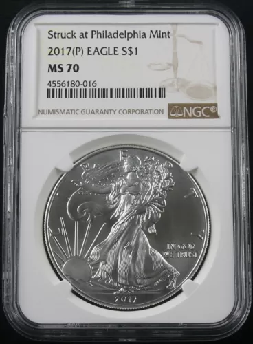 2017 (P) SILVER EAGLE STRUCK AT PHILADELPHIA MINT NGC MS 70