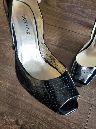 Kurt Geiger Black Patent Peep Toe Heels Size 5 - Picture 8 of 8