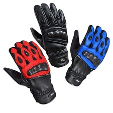 Guantes de cuero premium de verano para motocicletas cuero de vaca ROJO/AZUL/NEGRO