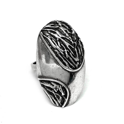 Vtg POLAND MODERNIST Sterling Ring JANUSZ PYTEL Artisan Signed Brutalist Texture - Picture 2 of 5