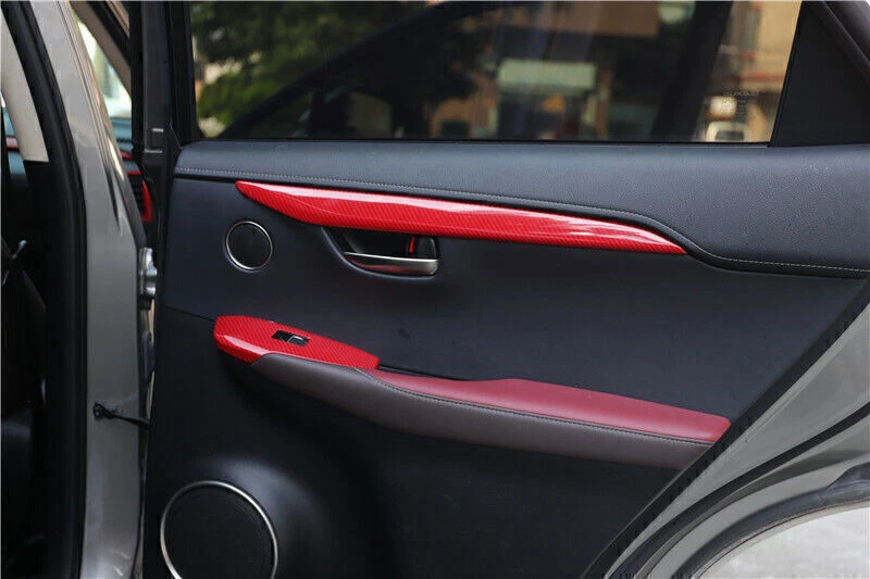 For Lexus NX200t 300h 2015-21 Red Carbon Fiber Door Armrest Panel Strip Trim 4p Foto 3 de 4