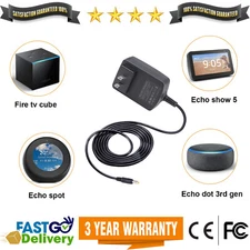 AC Power Adapter Charger 15W For Amazon Echo Dot 3rd 4th Gen, Show 5, Alexa Spot