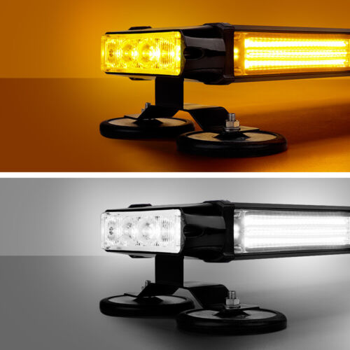 Yellow/White Rooftop Strobe Flash LED Emergency Light Bar Double Side Warning - Picture 3 of 41