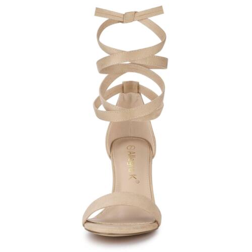 Allegra K Women's Lace Up and Ankle Strap Chunky Heel Sandals - Picture 2 of 11