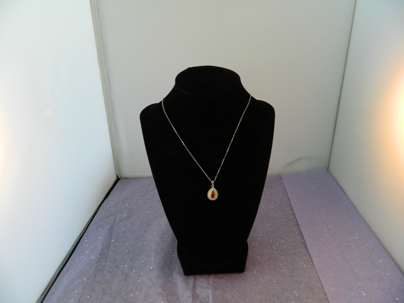 14K Gold & Silver Necklace with Genuine Cut Citrine 18in-image