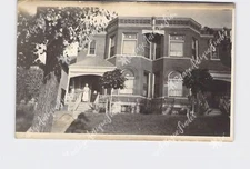 RPPC Real Photo Postcard Exterior Residential Street View Beautiful Brick Duplex