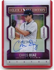 2014 ELITE EXTRA EDITION #88 CHRIS DIAZ AUTOGRAPH ROOKIE RC PURPLE #30/75 BRAVES