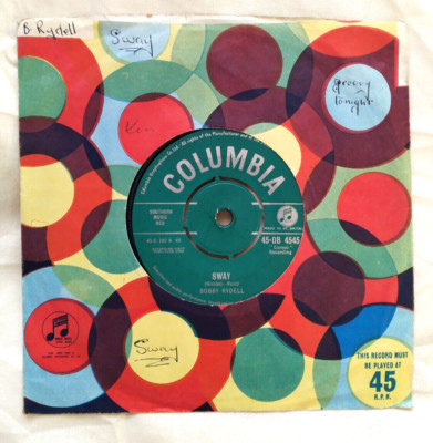 BOBBY RYDELL Sway / Groovy Tonight UK Columbia 7'' vinyl Rock N Roll record