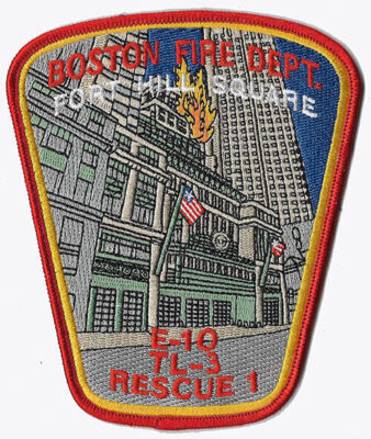 Boston E- 10 TL-3 Rescue 1  Fort Hill Square  NEW Fire --  Patch