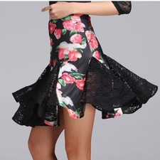 Ladies Latin Dance Floral Lace Fishtail Skirt Dress Salsa Tango Ballroom Rumba