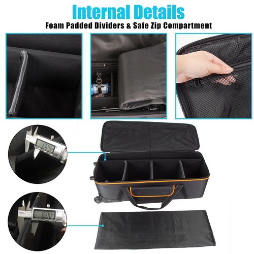 Photo Equipment Trolley Carry Case Bag Padded Wheeled 102x37.5x27.5cm UK - Picture 6 of 12