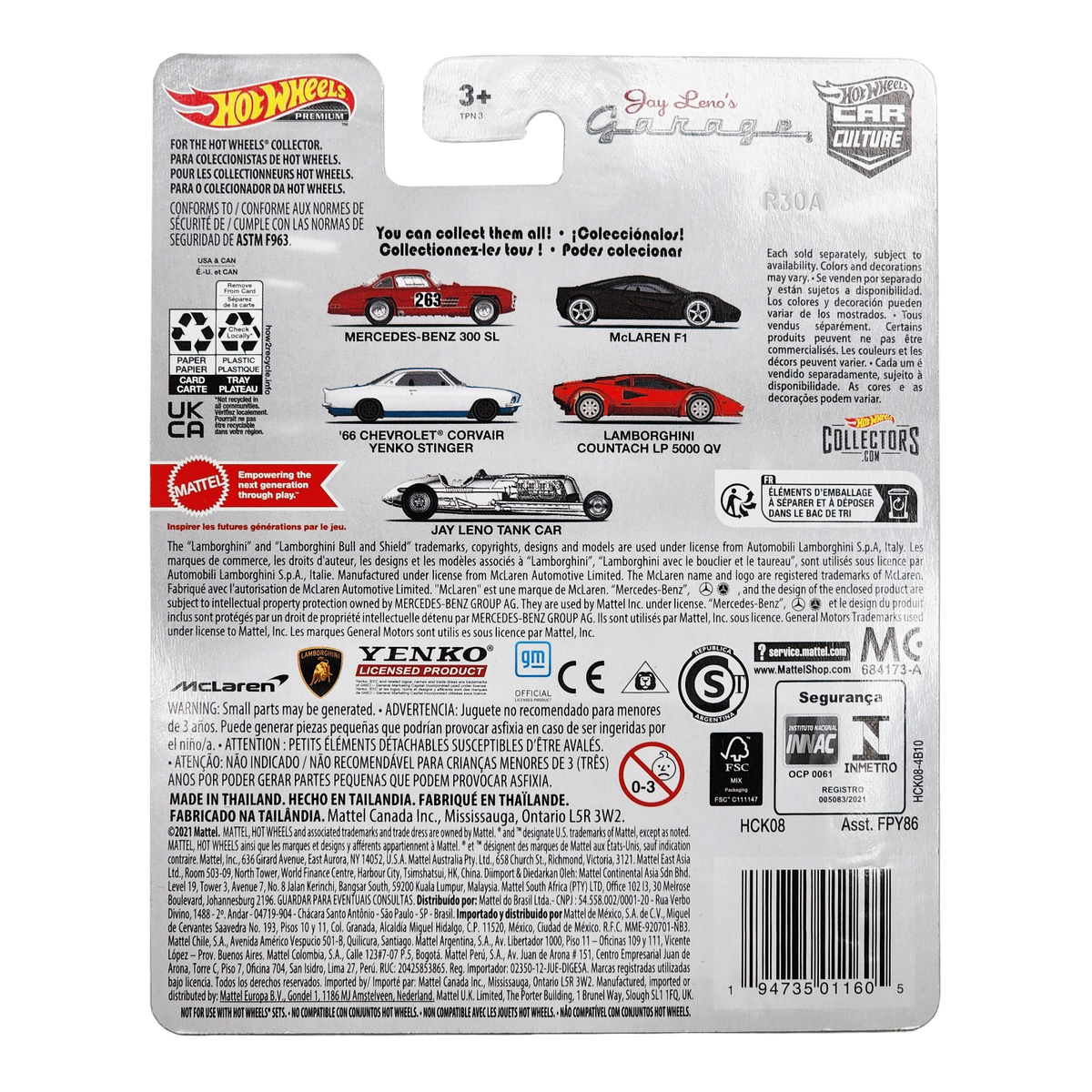 HOT WHEELS McLaren F1 Car Culture Jay Leno's Garage Premium Black