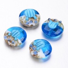 NELLYS  3 Murano Glas Perlen Stil Lampwork flachrund ca.  19x11mm Glasperlen