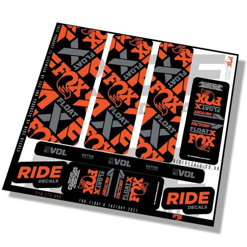 Fox Float-X Factory 2021 shock Decals - Orange - Licensed by Fox - Picture 2 of 3