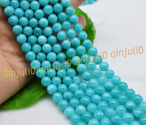 Natural 6/8/10/12mm Brazilian Blue Aquamarine Round Gemstone Loose Beads 15" - Picture 5 of 7