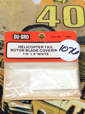 Dubro 468 Helicopter Tail Rotor Blade{7/8''x9''}Covering White NewInPack USA Ship
