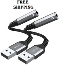 2 Pack USB Type A To 3.5mm Jack Audio Adapter Cable to AUX Female Headphone Mac