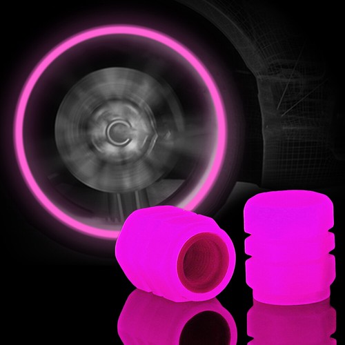 4* Fluorescent Car Tire Valve Caps Luminous Tire Valve Stem Cap Pink Accessories - Picture 4 of 6