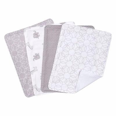 NEW Trend Lab Circles 4 Piece Burp Cloth Set, Gray/White