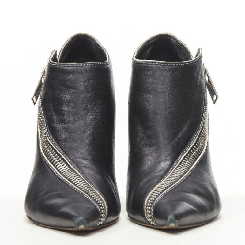 OLD CELINE Phoebe Philo black leather twist silver zip cone OLD CELINE Phoebe Philo black leather twist silver zip cone