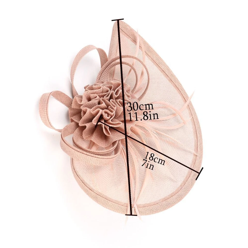 Women Feather Wedding Tea Party Fascinator Hat Mesh Headband Hair Clip - Image 2 of 4