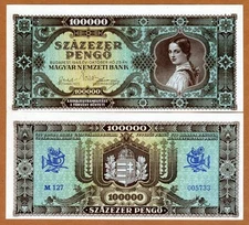 Hungary, 100,000 pengo, 1945, P-120, aUNC