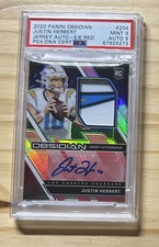 Justin Herbert  2020 Obsidian Rookie Patch Auto RPA  Red /10 PSA 9 Highest Grade
