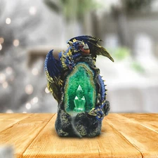 7"H Blue Dragon Backflow Incense Burner Figurine ation Home Decor Unique Gift