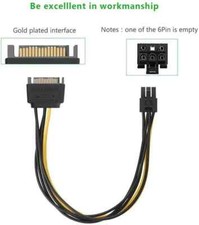 15 Pin SATA to 6 Pin PCI-e Female Adapter Power Cable for Video Card 20CM